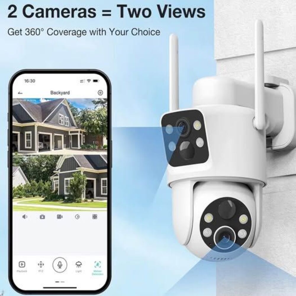 TKENPRO Dual Lens Solar Security Camera Wireless